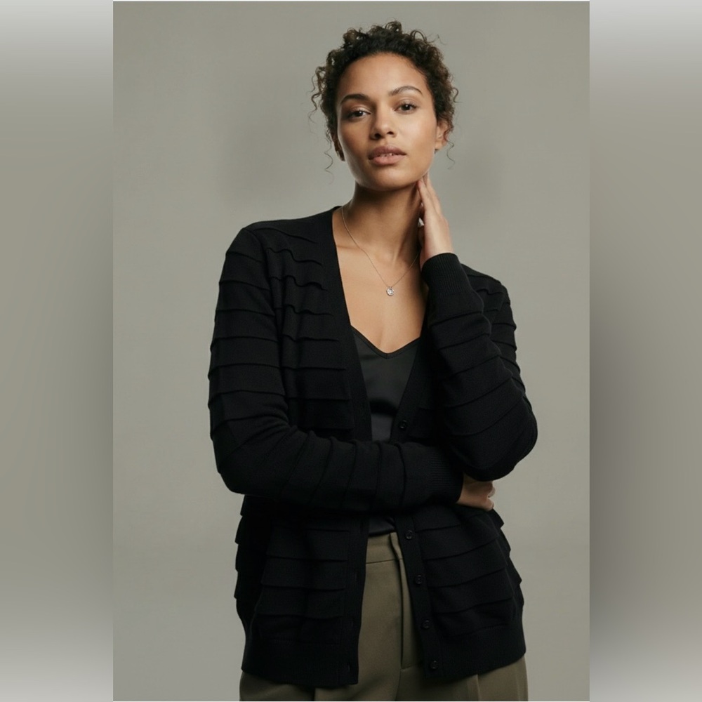 Charter Club Black Women's Ruffle Front Cardigan